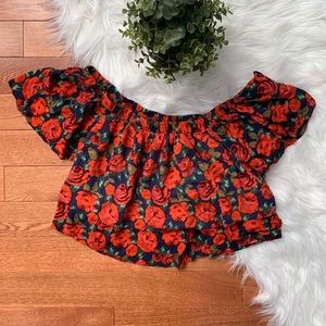 Forever 21 Floral Off Shoulder Crop Top